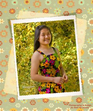 Mengyuan High School Senior Portrait with Daisy Whimsy Scrapbook Borders